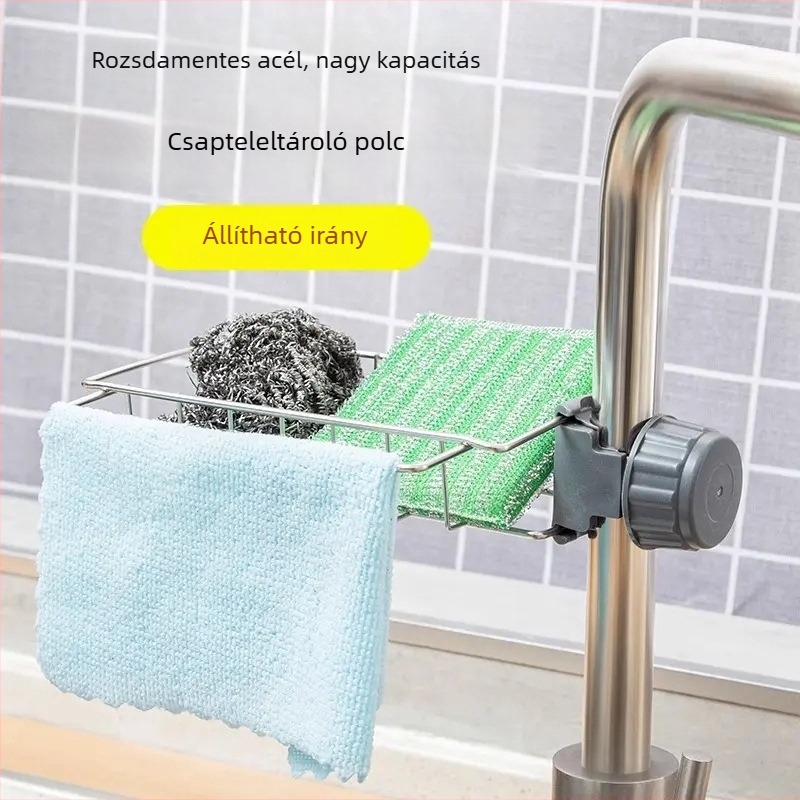 Csaptelephez tartozó állvány mosogató lefolyókosárral – mozgatható, szerelés nélkül, falra szerelhető, anyag 201, modern minimál stílus