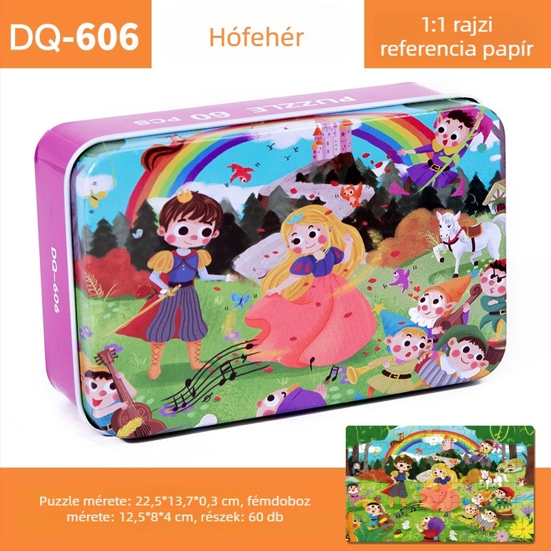 Fából készült síkpuzzle, 60 darabos, 4–6 éveseknek, blisteres csomagolás