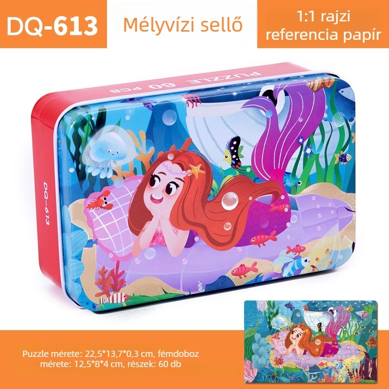 Fából készült síkpuzzle, 60 darabos, 4–6 éveseknek, blisteres csomagolás