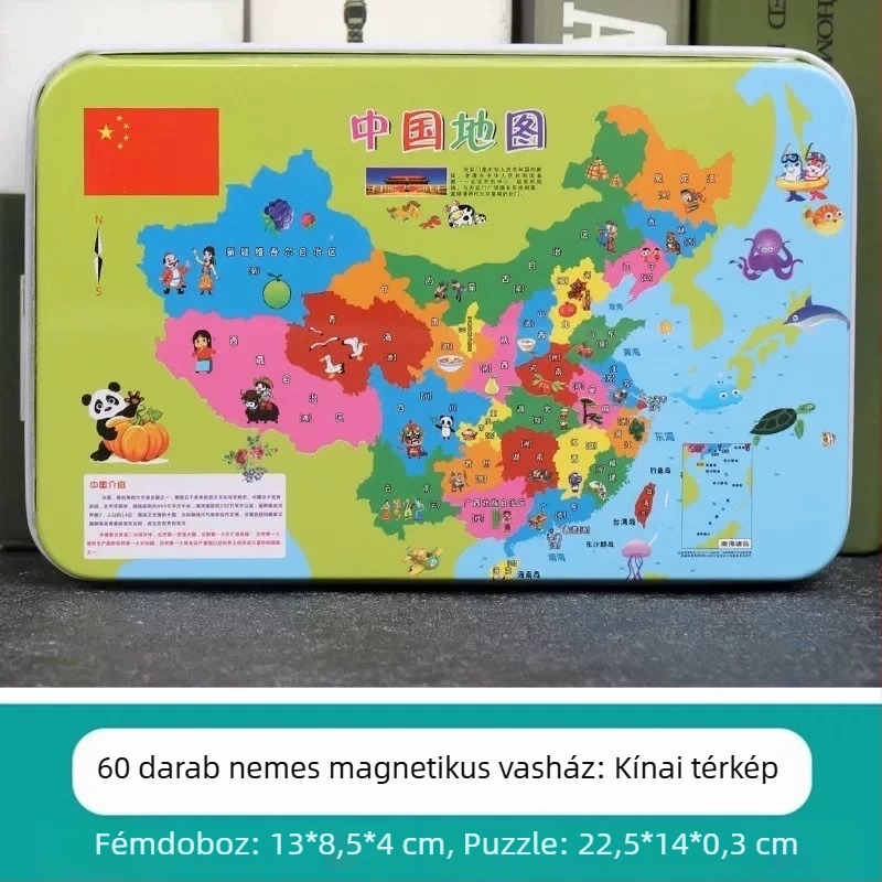 Fából készült síkpuzzle, 60 darabos, 4–6 éveseknek, blisteres csomagolás