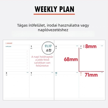 2026 lóév: PVC borítós heti tervező, diákoknak szánt havi tervező napló