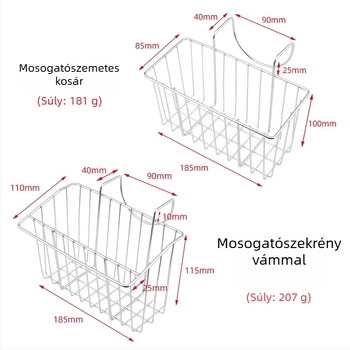 Rozsdamentes acélból készült konyhai mosogató szervező két szintes falra szerelhető