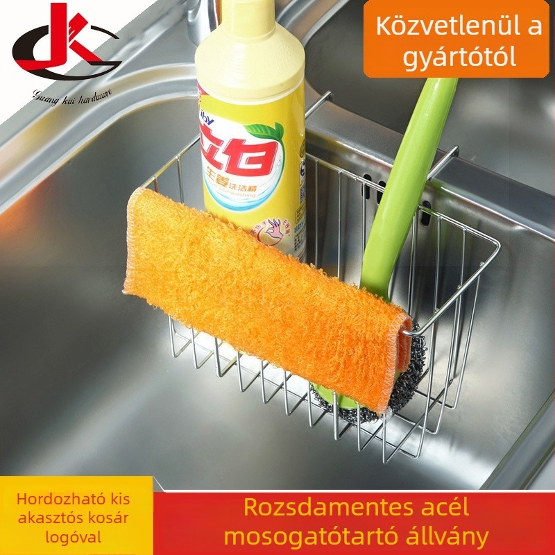 Rozsdamentes acélból készült konyhai mosogató szervező két szintes falra szerelhető