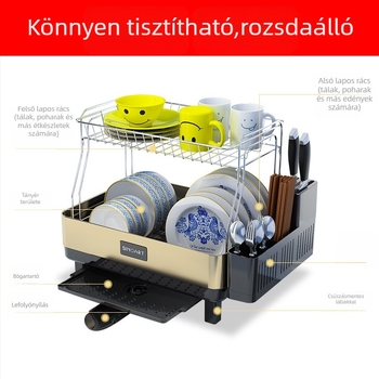 Shinoya rozsdamentes acél edények szárító állványa, koreai stílus, lefolyó állvány edényekhez, 2016-os bevezetés