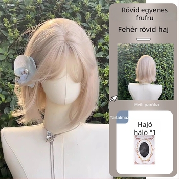 Paróka rövid, egyenes hajú, egyenes frufruval — hőtűrő szálak, modell MG-DF002-MBS
