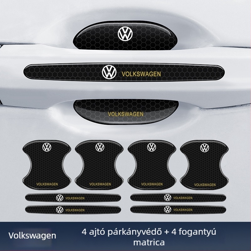 Autóajtó kilincshez illeszkedő anti-koccanó csík reflektív ragasztó matrica — Típus: Anti-Collision Strip; Anyag: TPE; Modell: Reflective Drop Adhesive Sticker; Alkalmazható modellek: Általános