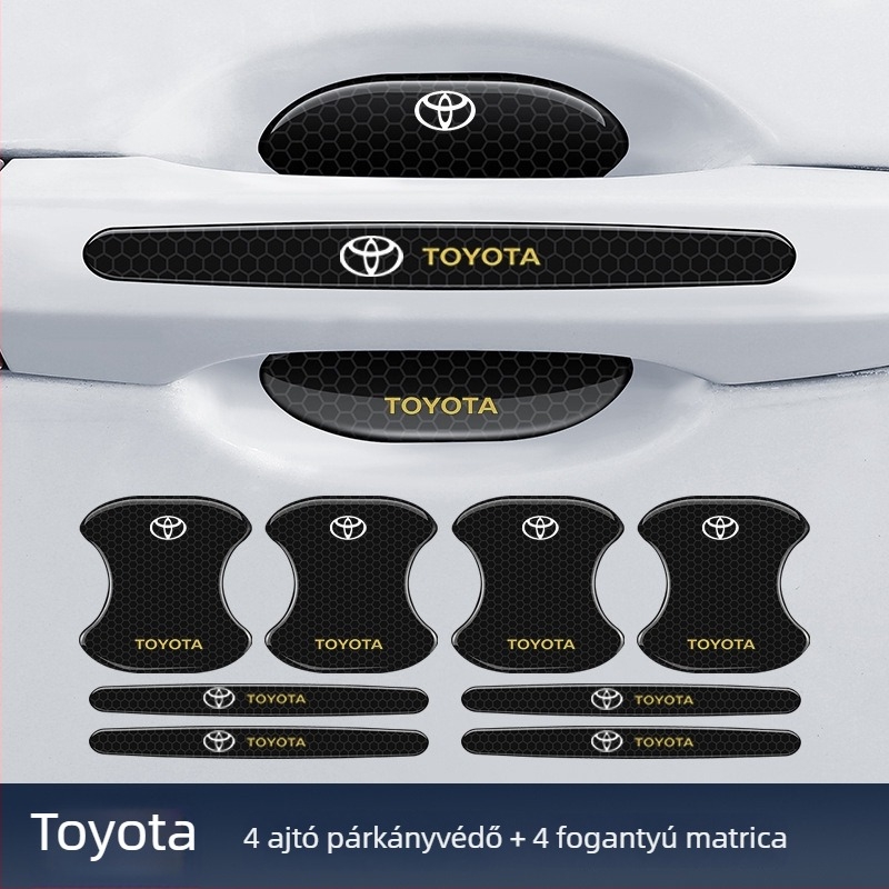 Autóajtó kilincshez illeszkedő anti-koccanó csík reflektív ragasztó matrica — Típus: Anti-Collision Strip; Anyag: TPE; Modell: Reflective Drop Adhesive Sticker; Alkalmazható modellek: Általános