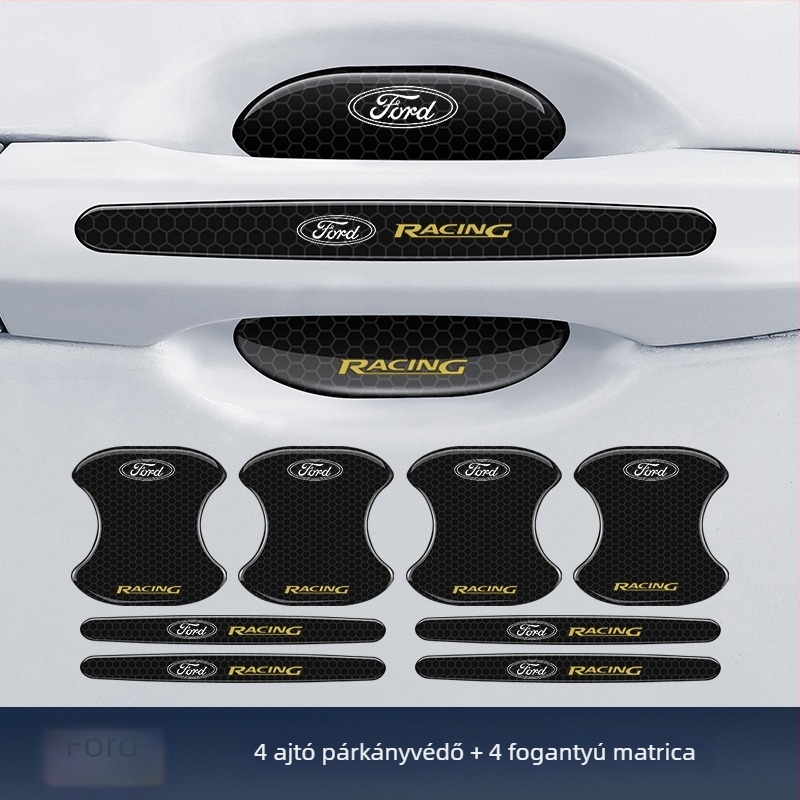 Autóajtó kilincshez illeszkedő anti-koccanó csík reflektív ragasztó matrica — Típus: Anti-Collision Strip; Anyag: TPE; Modell: Reflective Drop Adhesive Sticker; Alkalmazható modellek: Általános