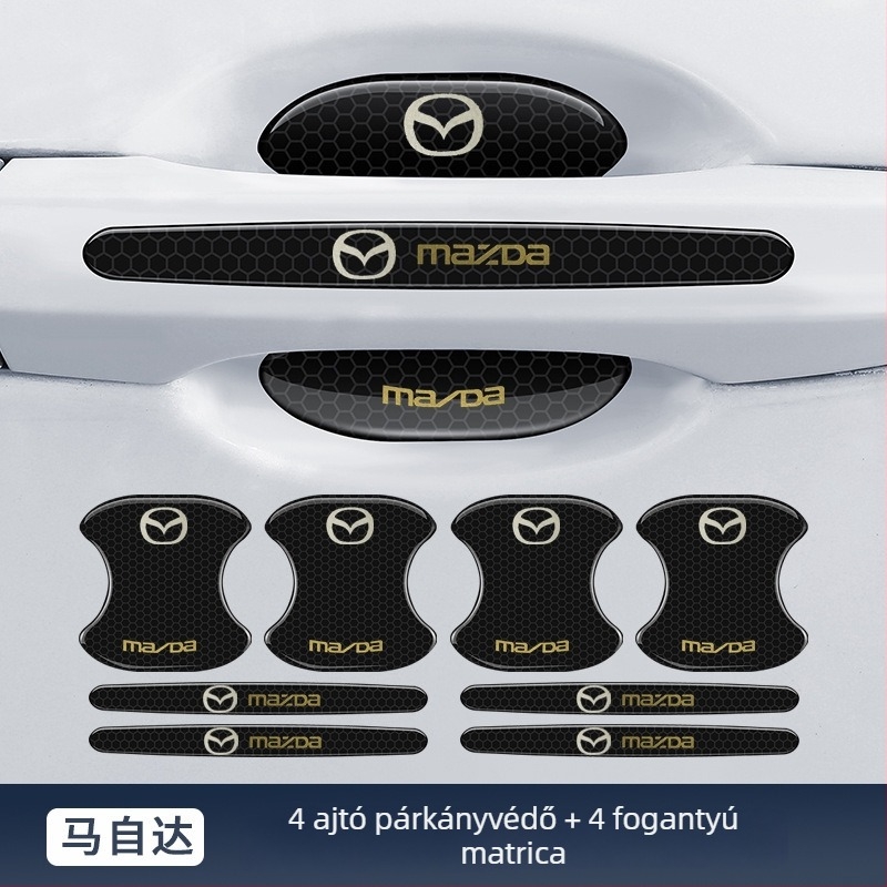 Autóajtó kilincshez illeszkedő anti-koccanó csík reflektív ragasztó matrica — Típus: Anti-Collision Strip; Anyag: TPE; Modell: Reflective Drop Adhesive Sticker; Alkalmazható modellek: Általános