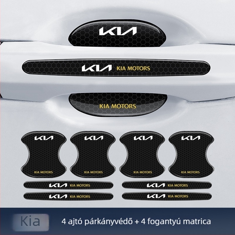 Autóajtó kilincshez illeszkedő anti-koccanó csík reflektív ragasztó matrica — Típus: Anti-Collision Strip; Anyag: TPE; Modell: Reflective Drop Adhesive Sticker; Alkalmazható modellek: Általános