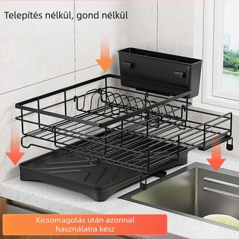 Edények leürítő állvány – húzható, mosogató alatti tárolás, karbonacél anyag, modern egyszerű stílus (2025)