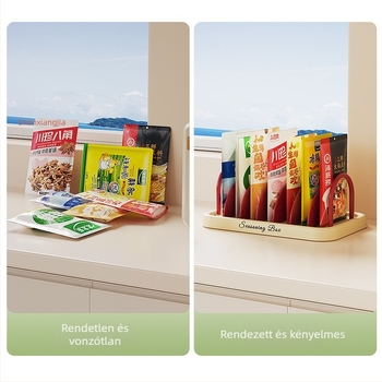 Műanyag konyhai fűszertartó polc csepegtető tálcával — többfunkciós, mozgatható, szerelés nélküli