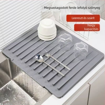 Plasztikus konyhai mosogató lefolyóállvány termoszigetelt alátéttel és csúszásmentes csepegtető tálcával