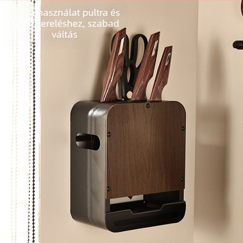 Fali kés- és evőpálcika tartó lefolyó tálcával, vintage stílusú konyhai rendező, sokoldalú szénacél