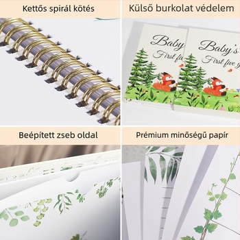 Baba növekedési napló - spirál kötésű, dupla offset papír, 120 g/m², ajándék dobozban