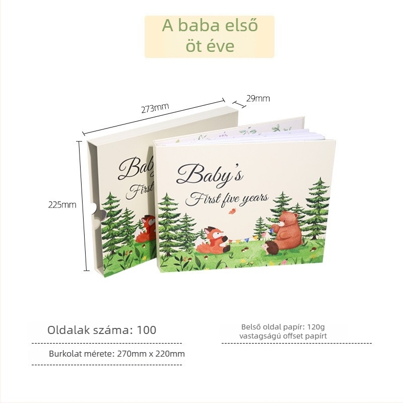 Baba növekedési napló - spirál kötésű, dupla offset papír, 120 g/m², ajándék dobozban