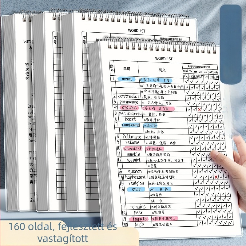 Kaba Bear angol szókincs notesz PP borítóval, loose-leaf kötés, fa cellulóz alapú papír, 80 g/m², 100 oldal