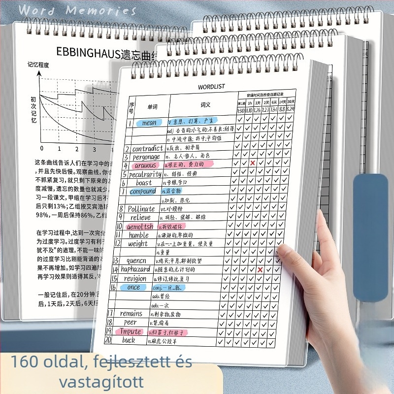 Kaba Bear angol szókincs notesz PP borítóval, loose-leaf kötés, fa cellulóz alapú papír, 80 g/m², 100 oldal