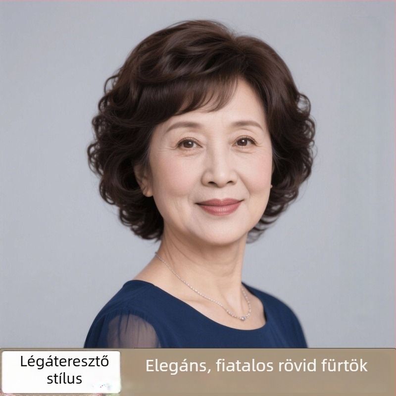 Rövid paróka valódi emberi hajból, teljes fej készlet, könnyű és lélegző, elfedi az ősz hajat, festhető