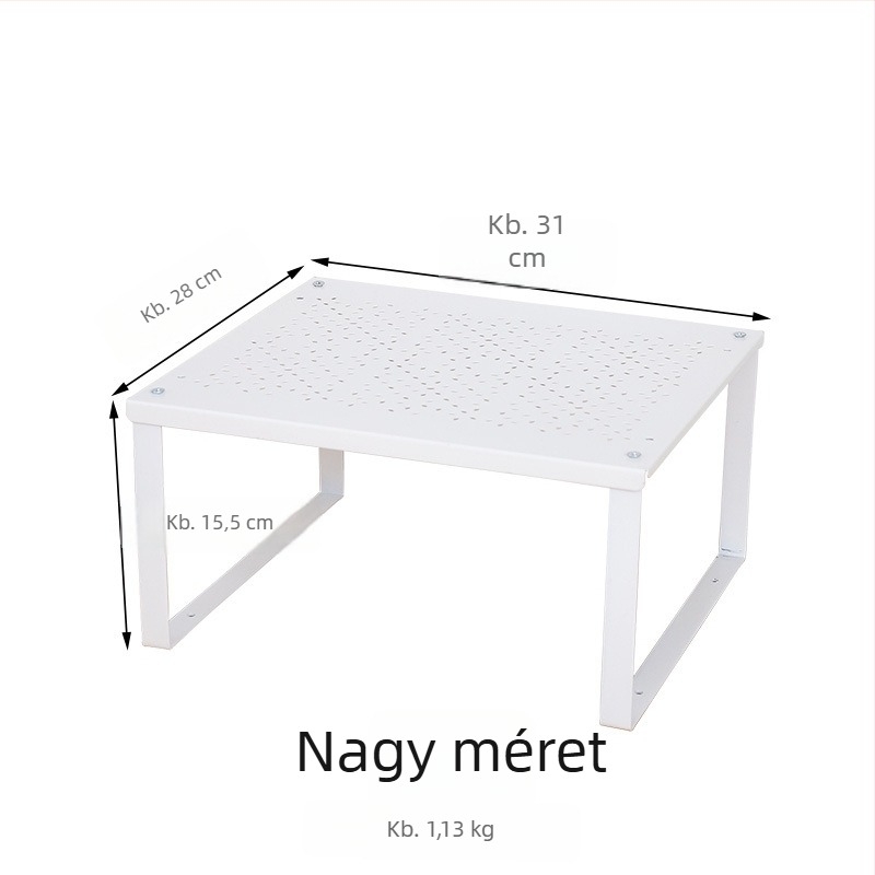 Konyhai polc fűszerekhez és edényekhez, szénacél anyag, munkalap, sokoldalú, egymásra tehető, modern stílus