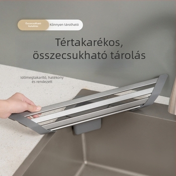 Mosogatóhoz szánt lefolyó tál- és edényállvány, modern minimalista stílusú szervező edényekhez, evőeszközökhöz és szivacsokhoz