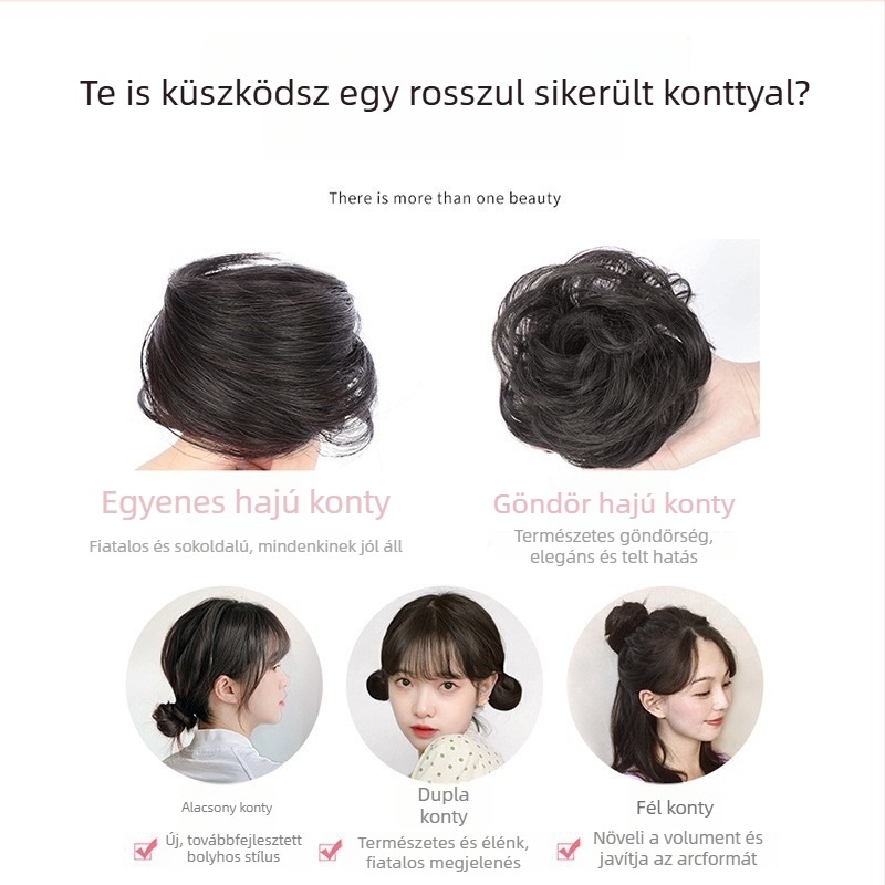 Valódi hajból készült konty kiegészítő nőknek, ősi stílusú konty, 100% emberi haj, puha volumen-növelő eszköz