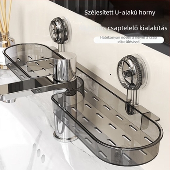 Fürdőszobai lefolyó állvány falra szerelhető, szívókorongos, levehető, PET anyag