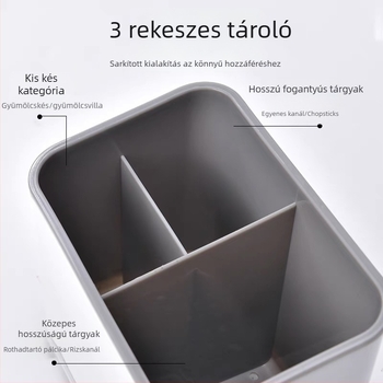 Evőpálcika tároló doboz - PP anyag, Minimalista trapéz alakú dizájn, Többfunkciós konyhai szervező