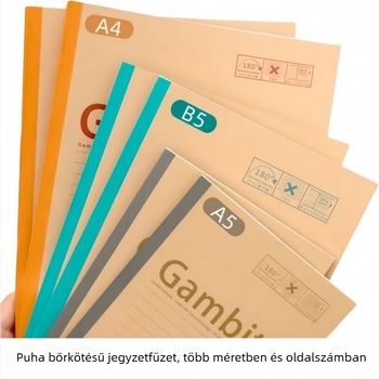 Irodai stílusú notesz lazán kötve, 50 oldal, papírtokkal, nyers fa rostból készült papír