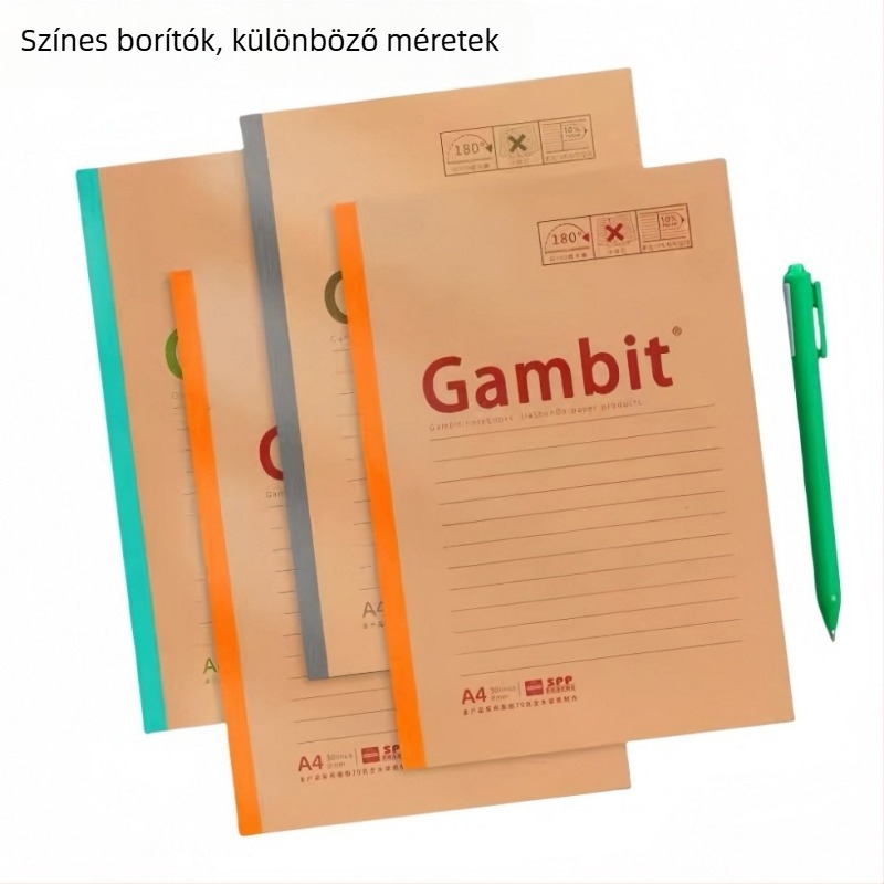 Irodai stílusú notesz lazán kötve, 50 oldal, papírtokkal, nyers fa rostból készült papír