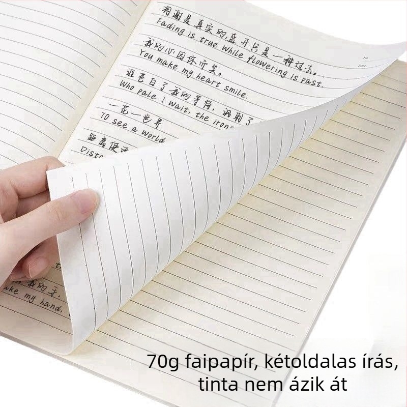 Irodai stílusú notesz lazán kötve, 50 oldal, papírtokkal, nyers fa rostból készült papír