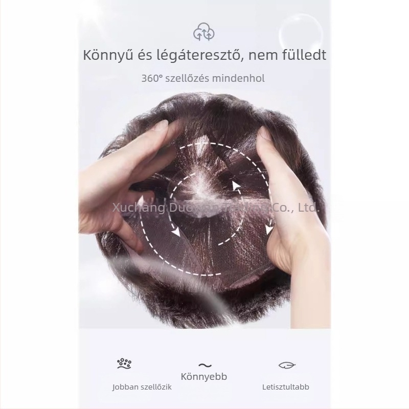 Női rövid, egyenes bob paróka, légáteresztő, természetes emberi hajból, hangerő növelés