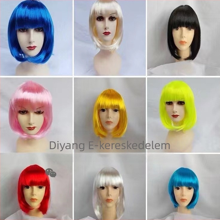 Rövid, egyenes hajú paróka, modell 006, univerzális illeszkedés, Di yang