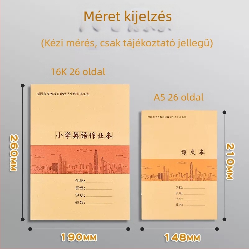 A5-ös méretű kínai írásgyakorlat füzet általános iskolásoknak kraft papír borítóval