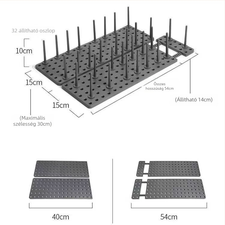 Műanyag konyhai edénytartó, pultra helyezhető szárítóállvány, modern minimalista dizájn