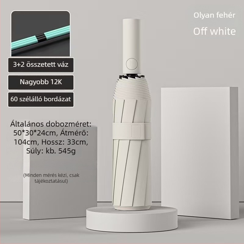 Női 24 bordás automata összecsukható esernyő – Reklám logóval, UV védelem UPF 40+, anyag 190T