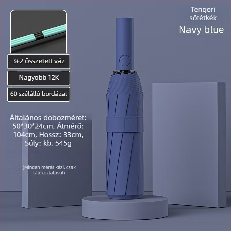 Női 24 bordás automata összecsukható esernyő – Reklám logóval, UV védelem UPF 40+, anyag 190T