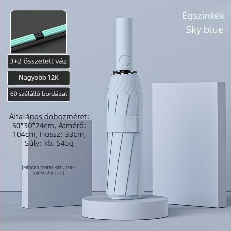 Női 24 bordás automata összecsukható esernyő – Reklám logóval, UV védelem UPF 40+, anyag 190T