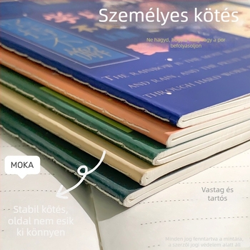 Jegyzetfüzet-napló varrt kötés, 60 oldal, 80gsm papír, papírvédő, Xufeng márka, japán/koreai aranyos stílus