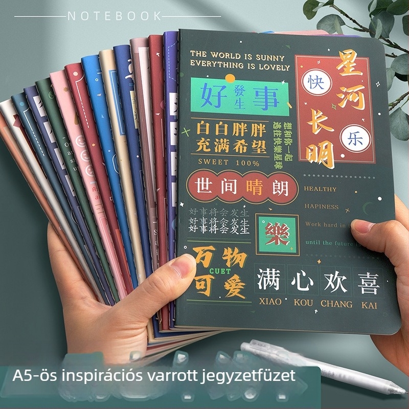 Jegyzetfüzet-napló varrt kötés, 60 oldal, 80gsm papír, papírvédő, Xufeng márka, japán/koreai aranyos stílus
