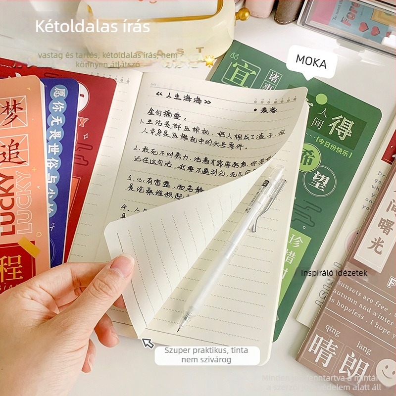 Jegyzetfüzet-napló varrt kötés, 60 oldal, 80gsm papír, papírvédő, Xufeng márka, japán/koreai aranyos stílus