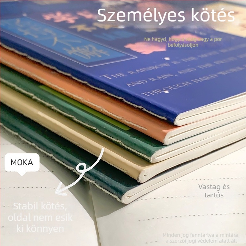 Jegyzetfüzet-napló varrt kötés, 60 oldal, 80gsm papír, papírvédő, Xufeng márka, japán/koreai aranyos stílus