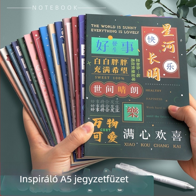 Jegyzetfüzet-napló varrt kötés, 60 oldal, 80gsm papír, papírvédő, Xufeng márka, japán/koreai aranyos stílus