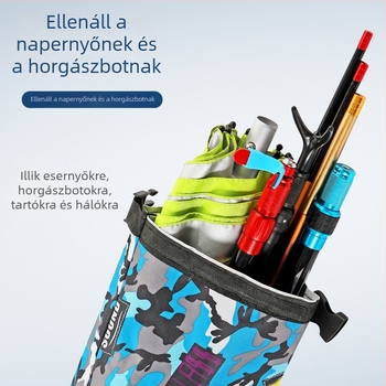 Vászonból készült horgászfelszerelés-tároló táska, összecsukható, Oxford anyagból, oldalsó zsebbel