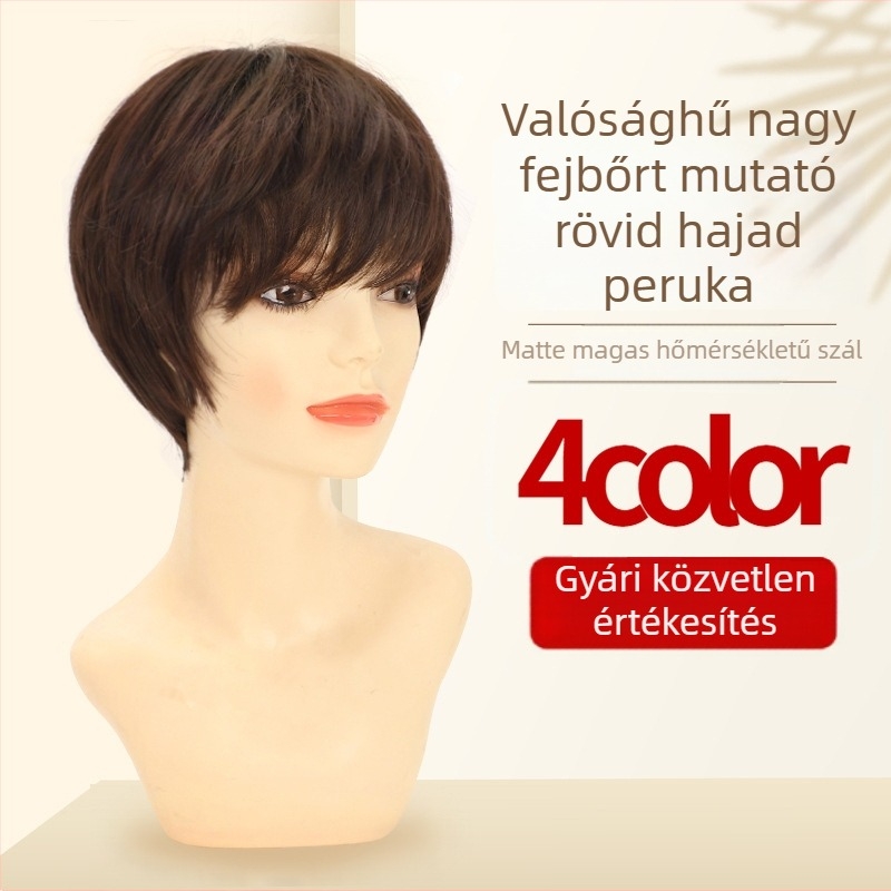 Louise női paróka, rövid egyenes haj, hőálló matt rost, teljes fejfedés