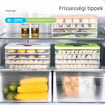 Gombócok tároló doboza – élelmiszer-minőségű műanyag, többszintes rekesz a hűtőben történő tároláshoz
