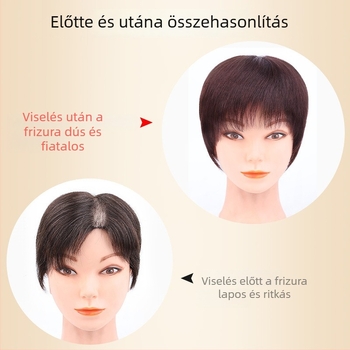 Valódi hajból készült topper a fejtető fedésére, ősz hajak fedésére, női rövid paróka, könnyű, láthatatlan