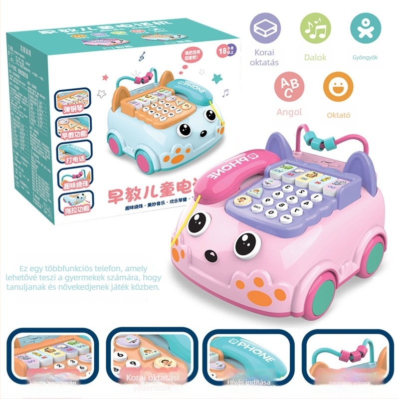 Elektromos gyermekjáték telefon távirányítással, felvétel, zene és ének, akusztikus-optikai vetítés