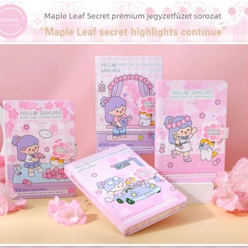 Maple Leaf Secret notesz — laza kötés, papírborító, 128 lap, japán-koreai aranyos stílus