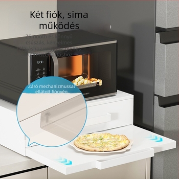 Konyhai mikrosütő függő polc fiókkal, dupla rétegű, fém, többfunkciós, modern stílus